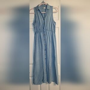 Blue Chambray Button-Down Women's Dress